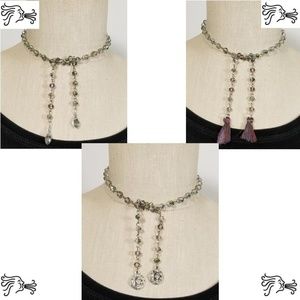 Iridescent Small Crystal Chain Silver Necklace